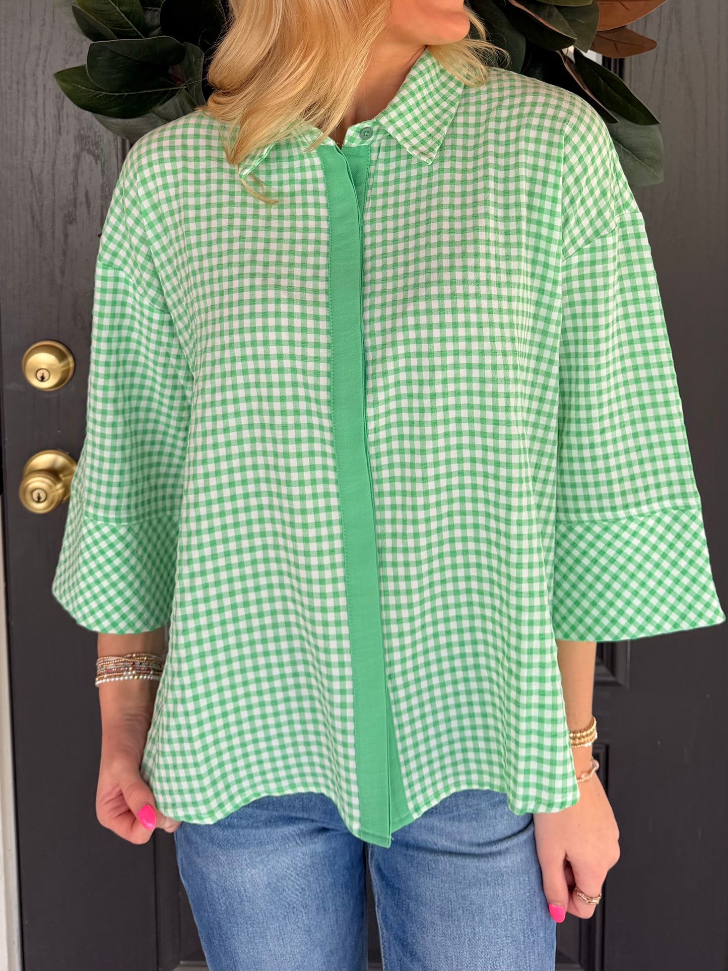 Morgan Mint Gingham Top