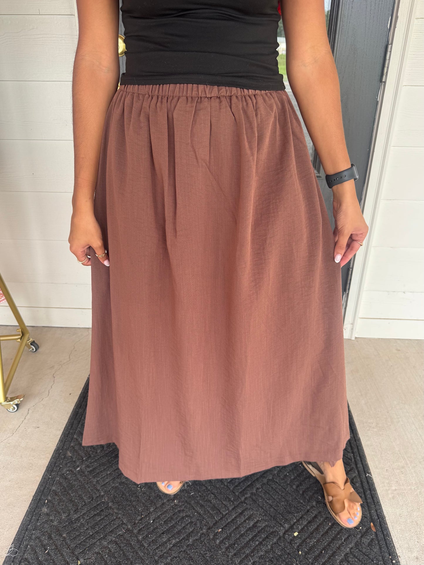 Eva Espresso Midi Skirt