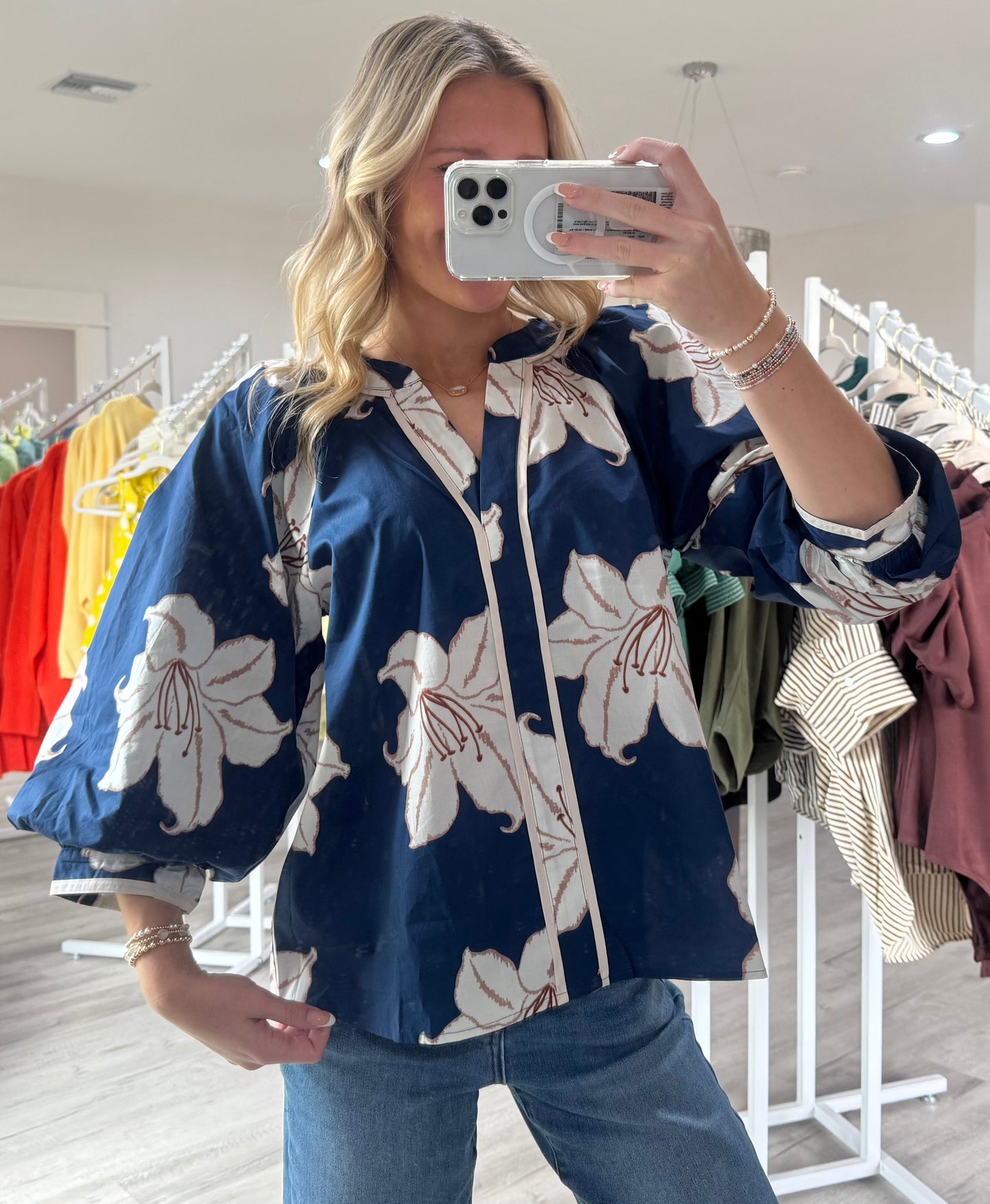 Nella Navy Floral Top