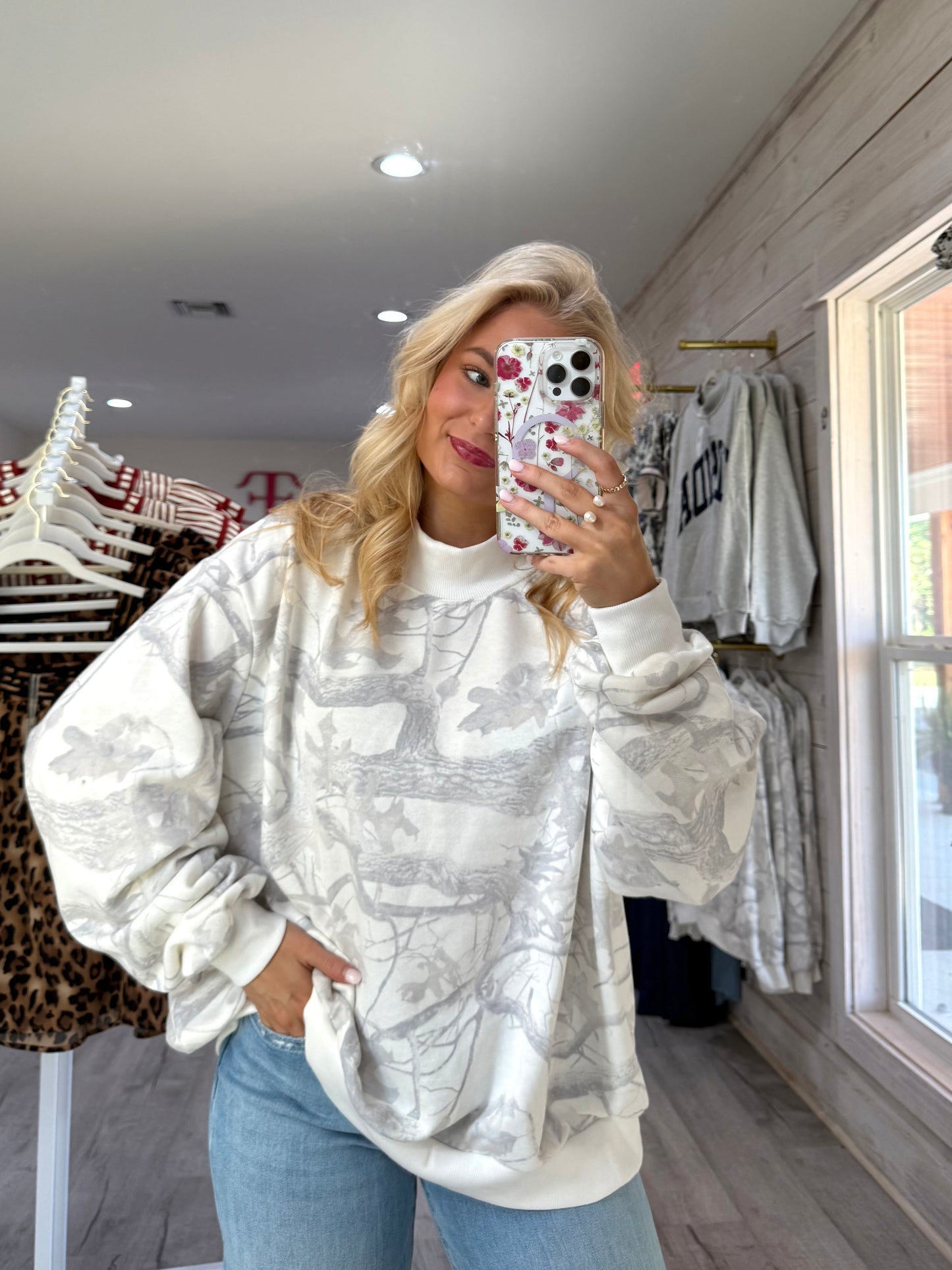Light Camo Mock-Neck Sweatshirt