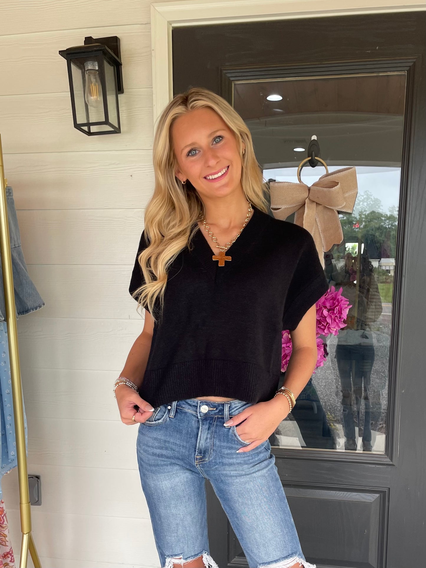 Bella Black Cropped Sweater