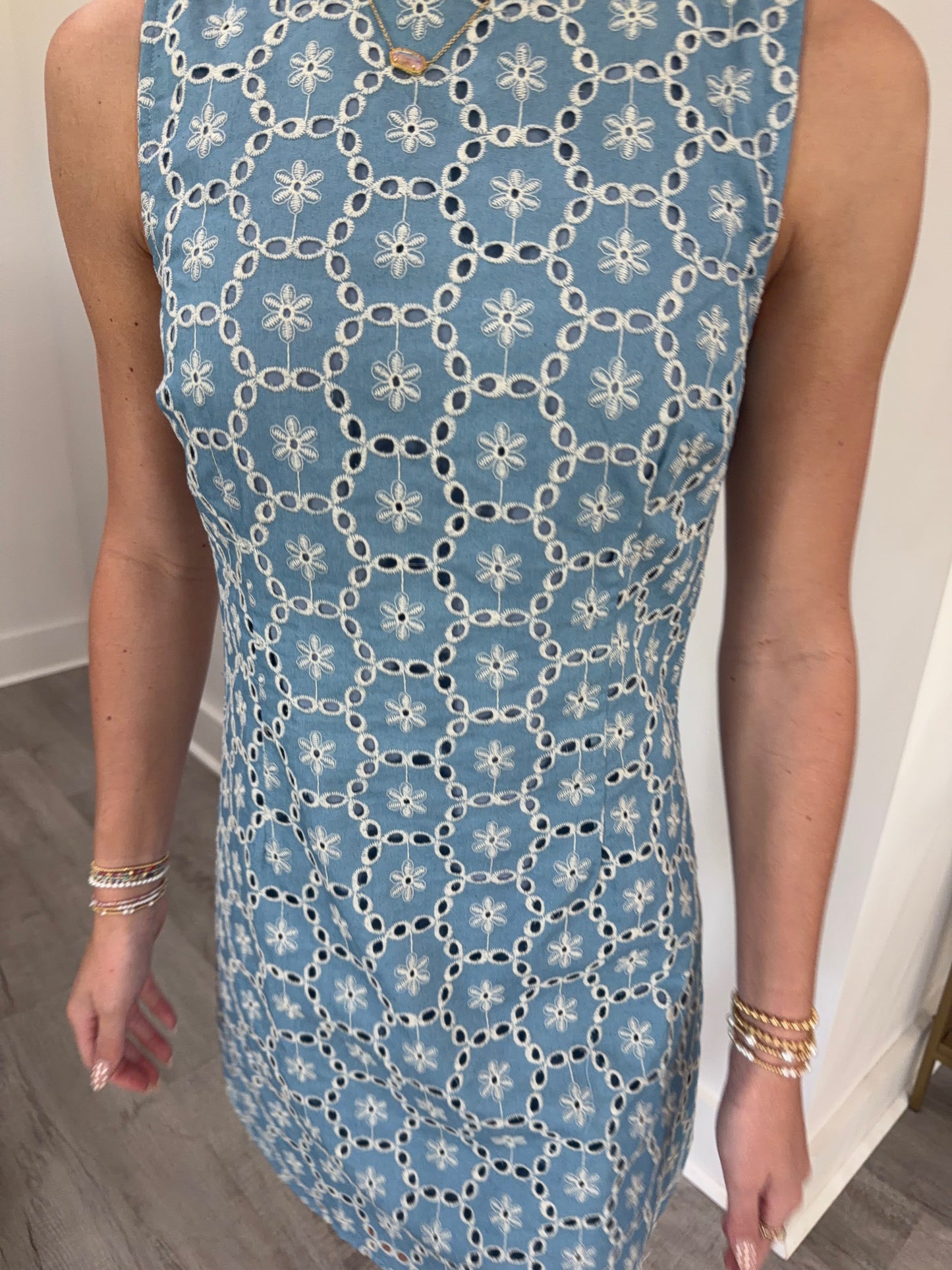 Emilia Eyelet Denim Mini Dress