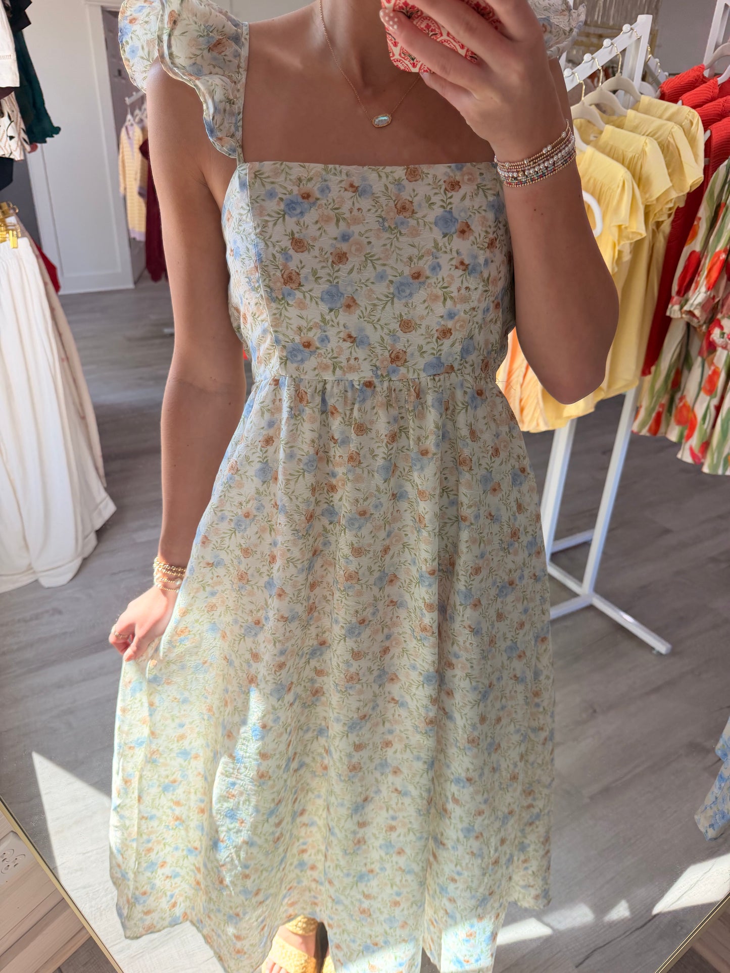 Iona Ivory Floral Midi Dress