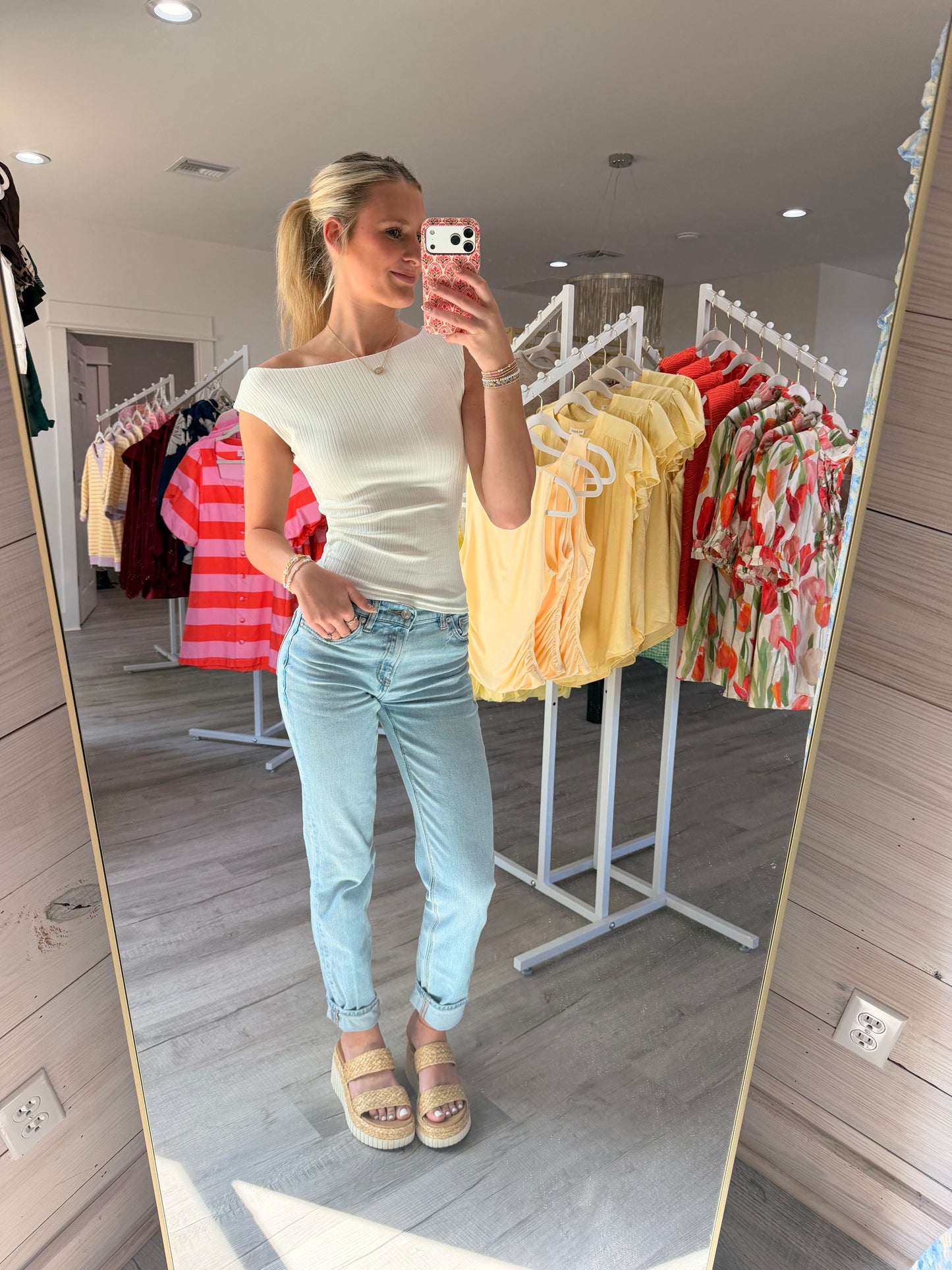 Brooke Boat Neck White Top