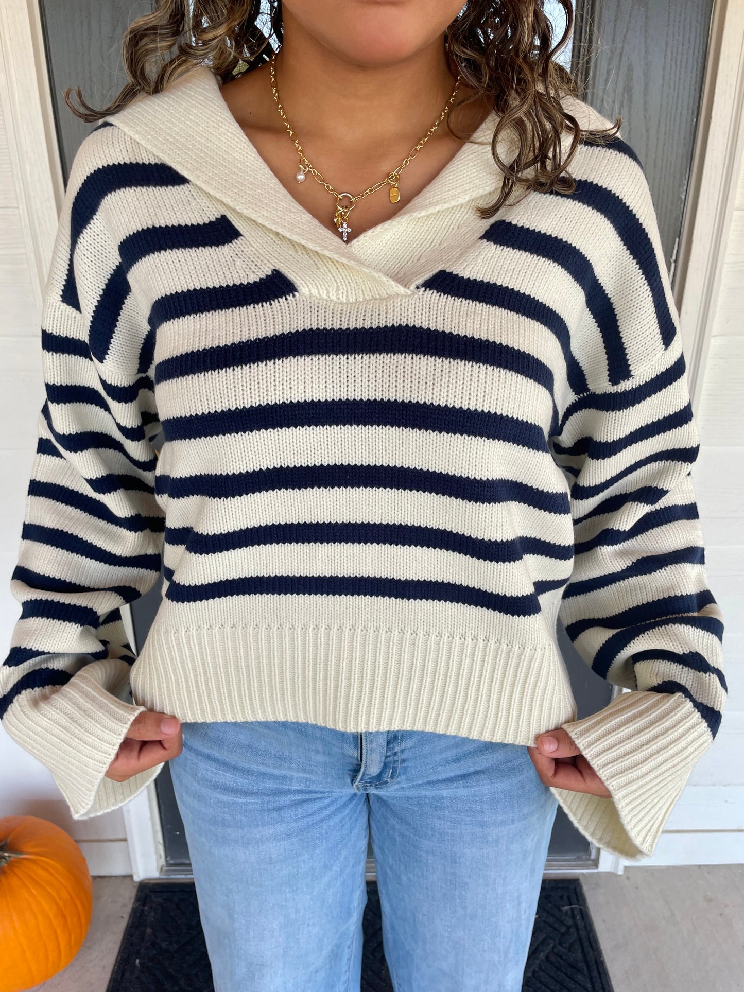 Coraline Cream/Navy Sweater