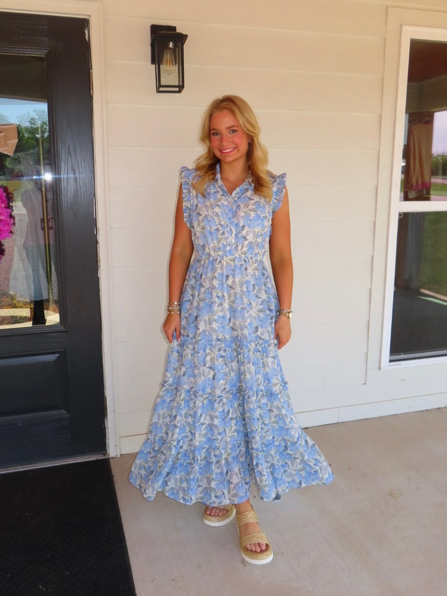 Brielle Blue Floral Dress