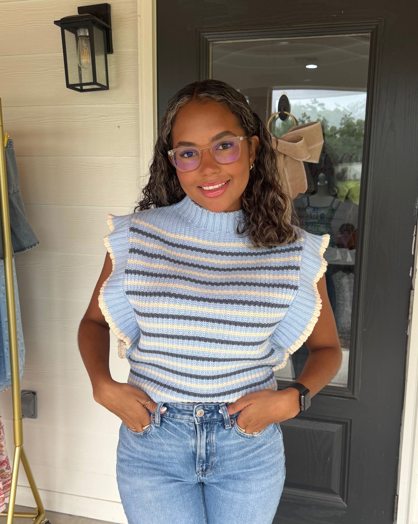 Liliana Stripe Crop Sweater