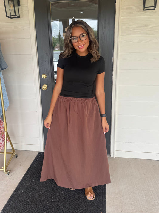 Eva Espresso Midi Skirt