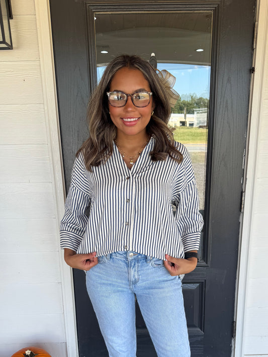 Indigo Stripe Top