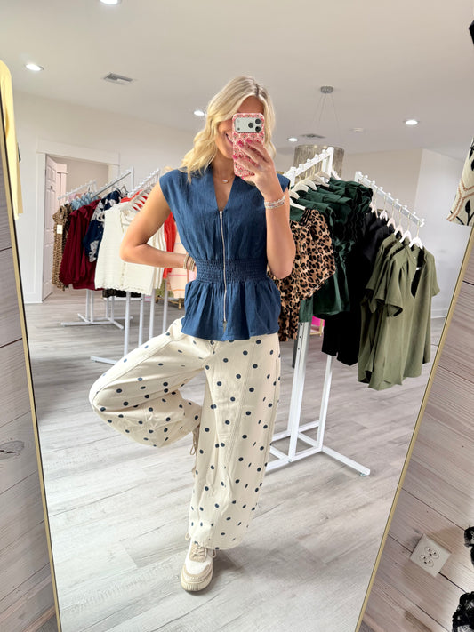 Posie Polka Dot Denim Pants