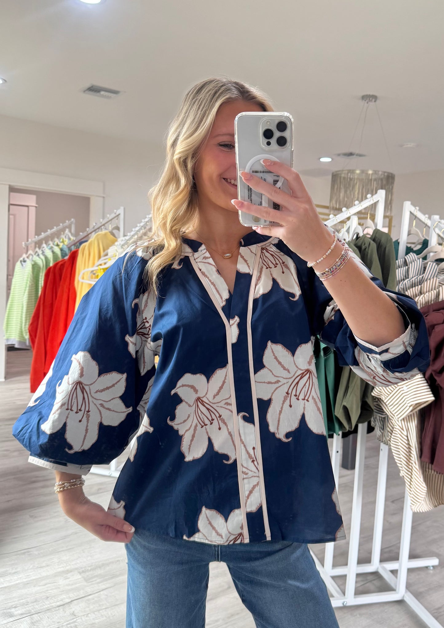 Nella Navy Floral Top