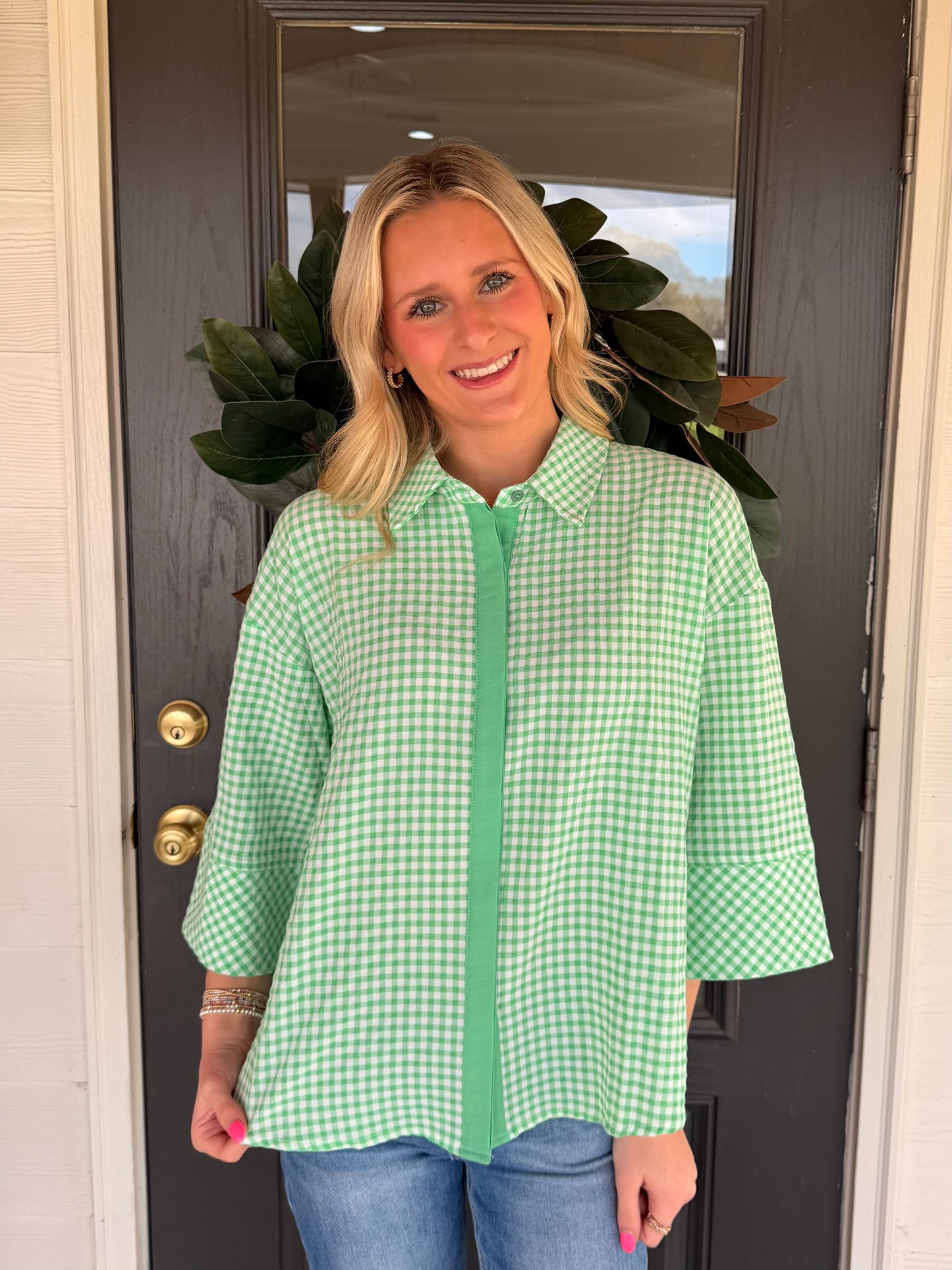 Morgan Mint Gingham Top