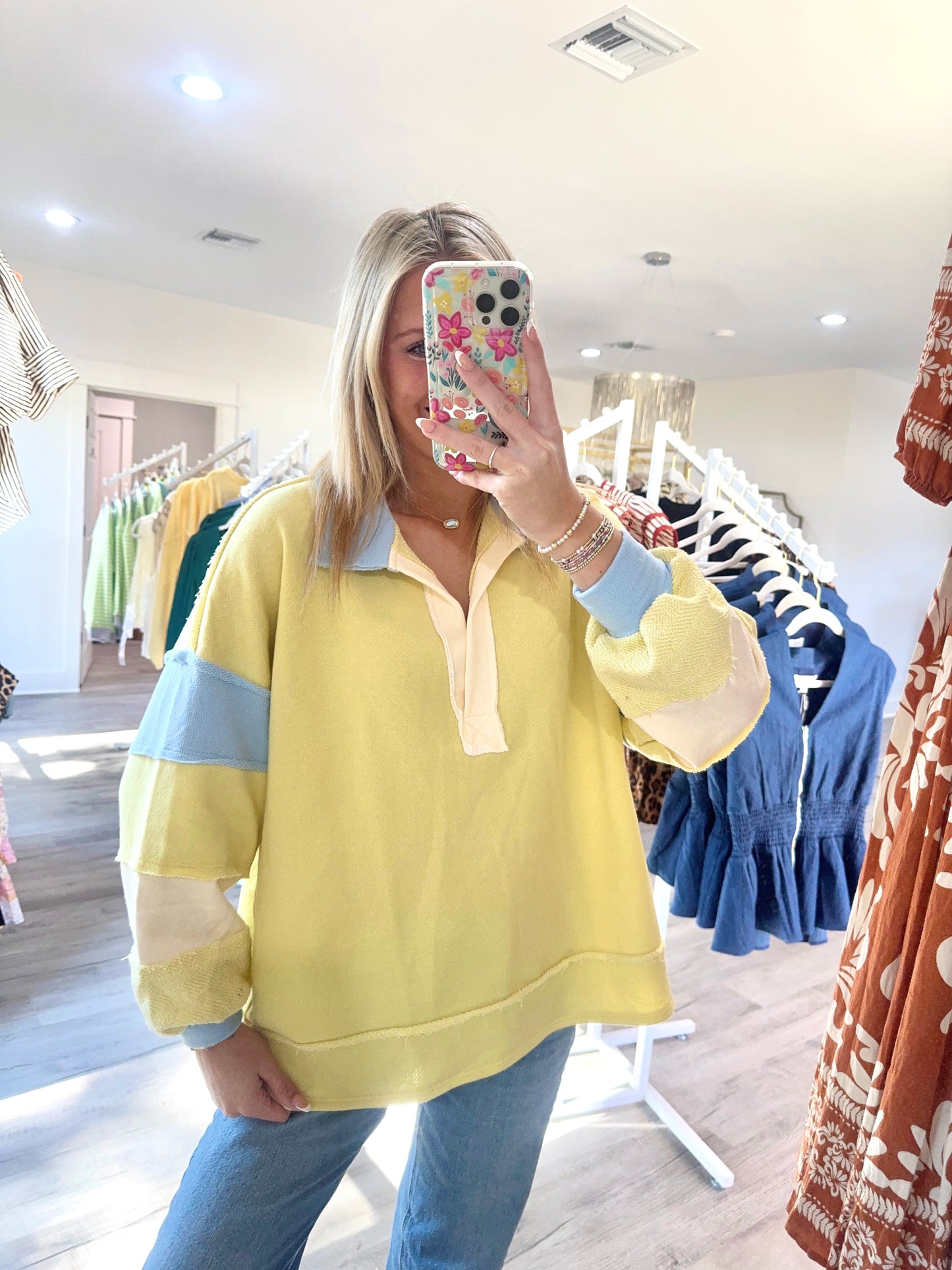 Tatum Terry Knit Color Block Top