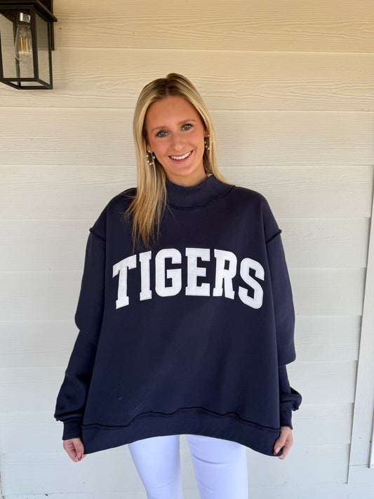 TIGERS Mock-Neck Sweatshirt