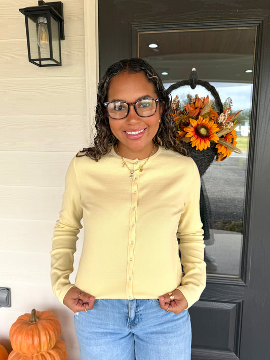 Blake Butter Yellow Button Top