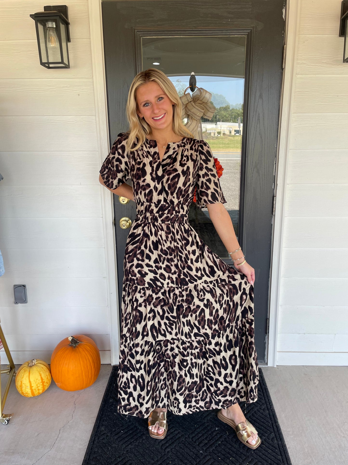 Mae Mocha Leopard Maxi Dress