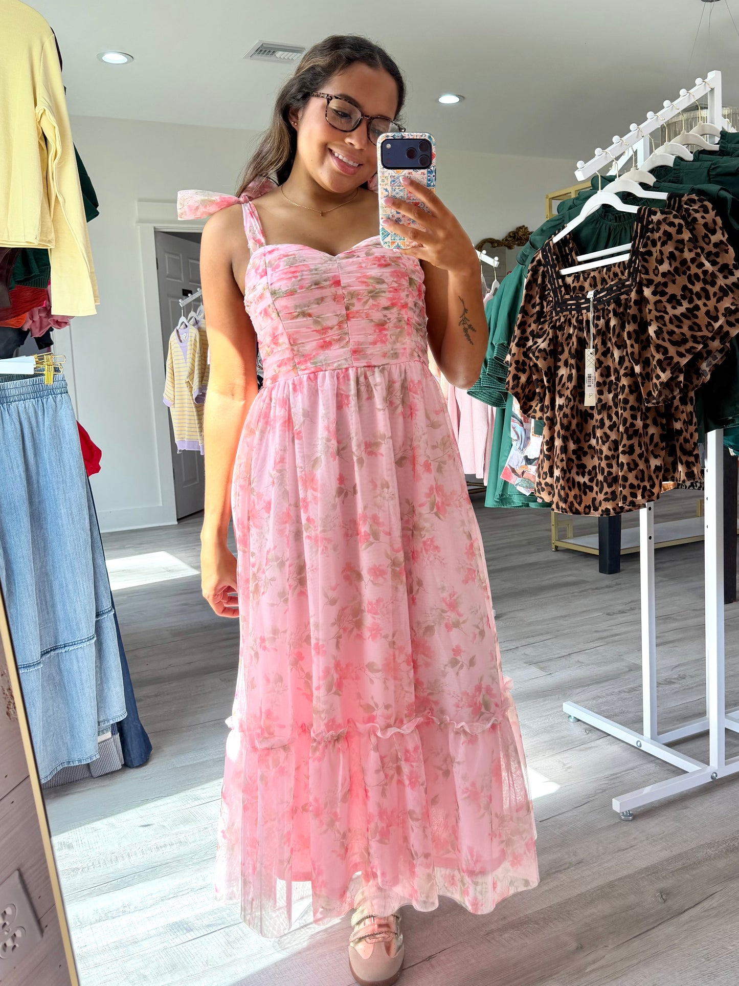 Prudence Pink Floral Midi Dress