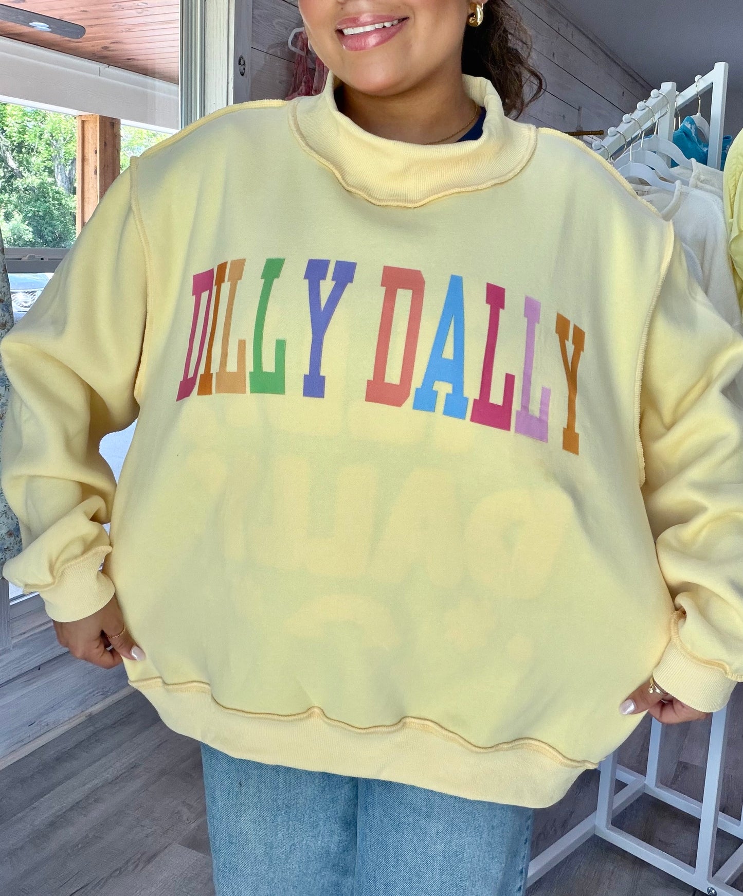 DILLY DALLY Reversible Mock-Neck Sweatshirt
