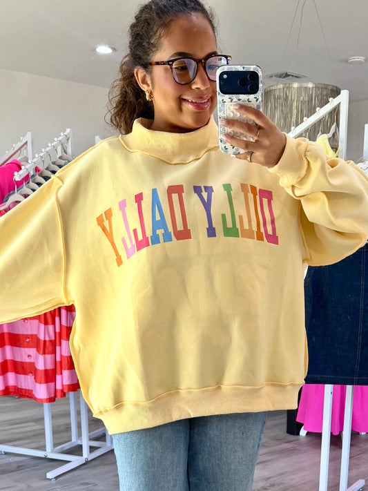 DILLY DALLY Reversible Mock-Neck Sweatshirt
