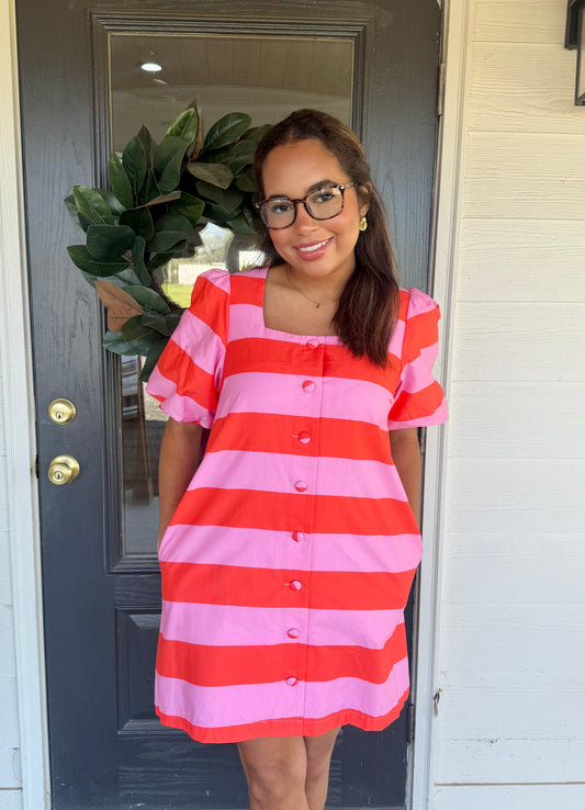 Pearl Pink Stripe Dress