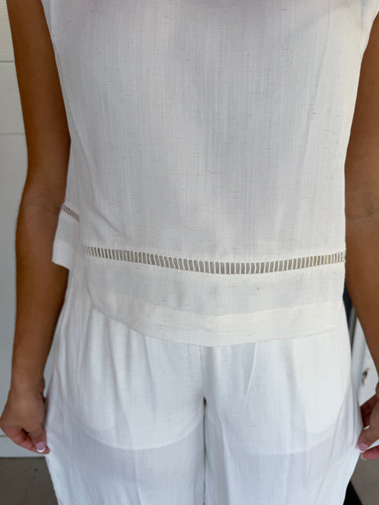 Lyra Ladder Lace Linen Top