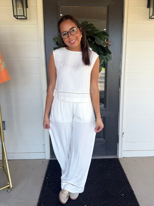 Lyra Ladder Lace Linen Pants