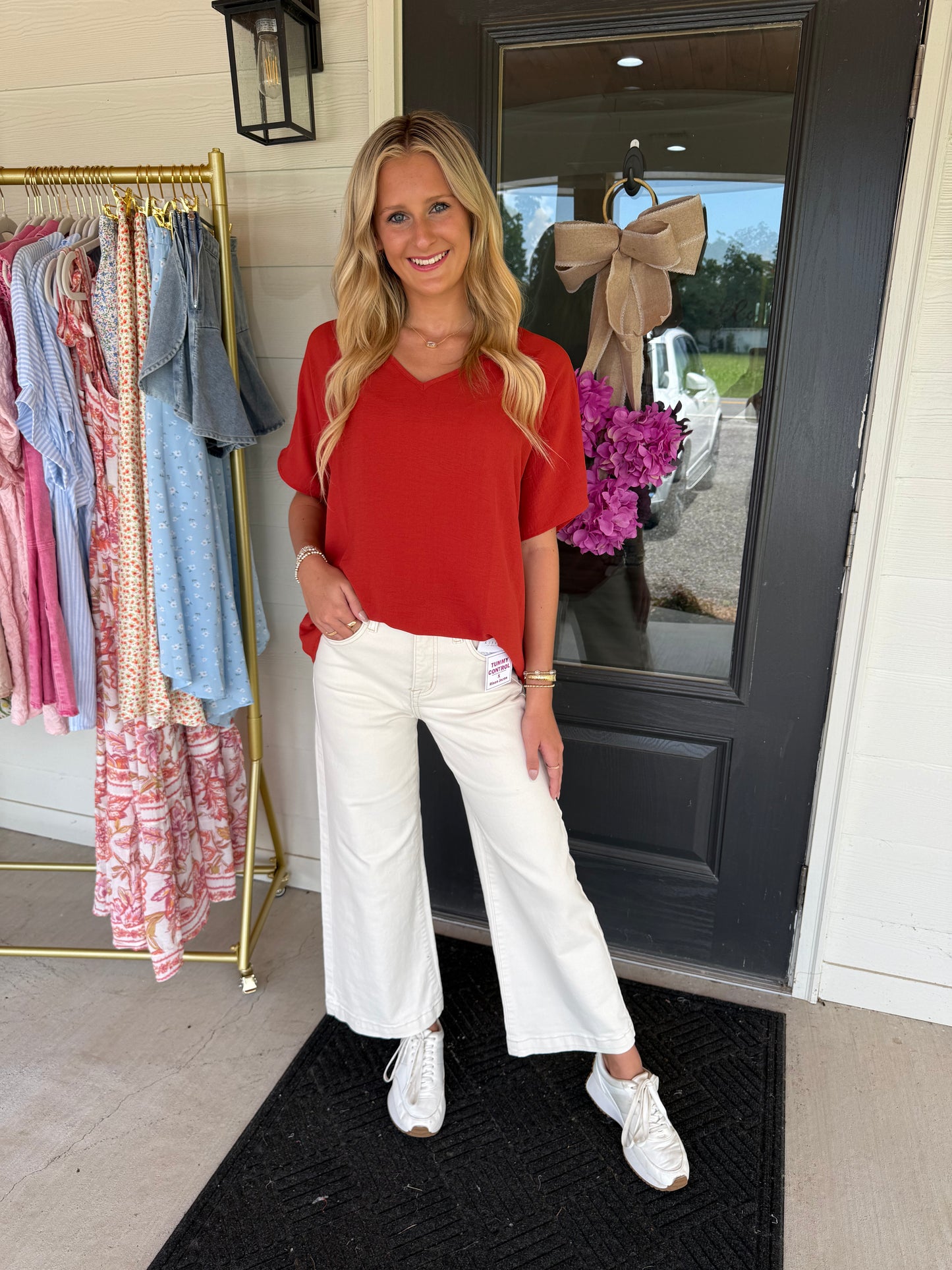 Ivory High-Rise Crop Wide-Adjustable Pant
