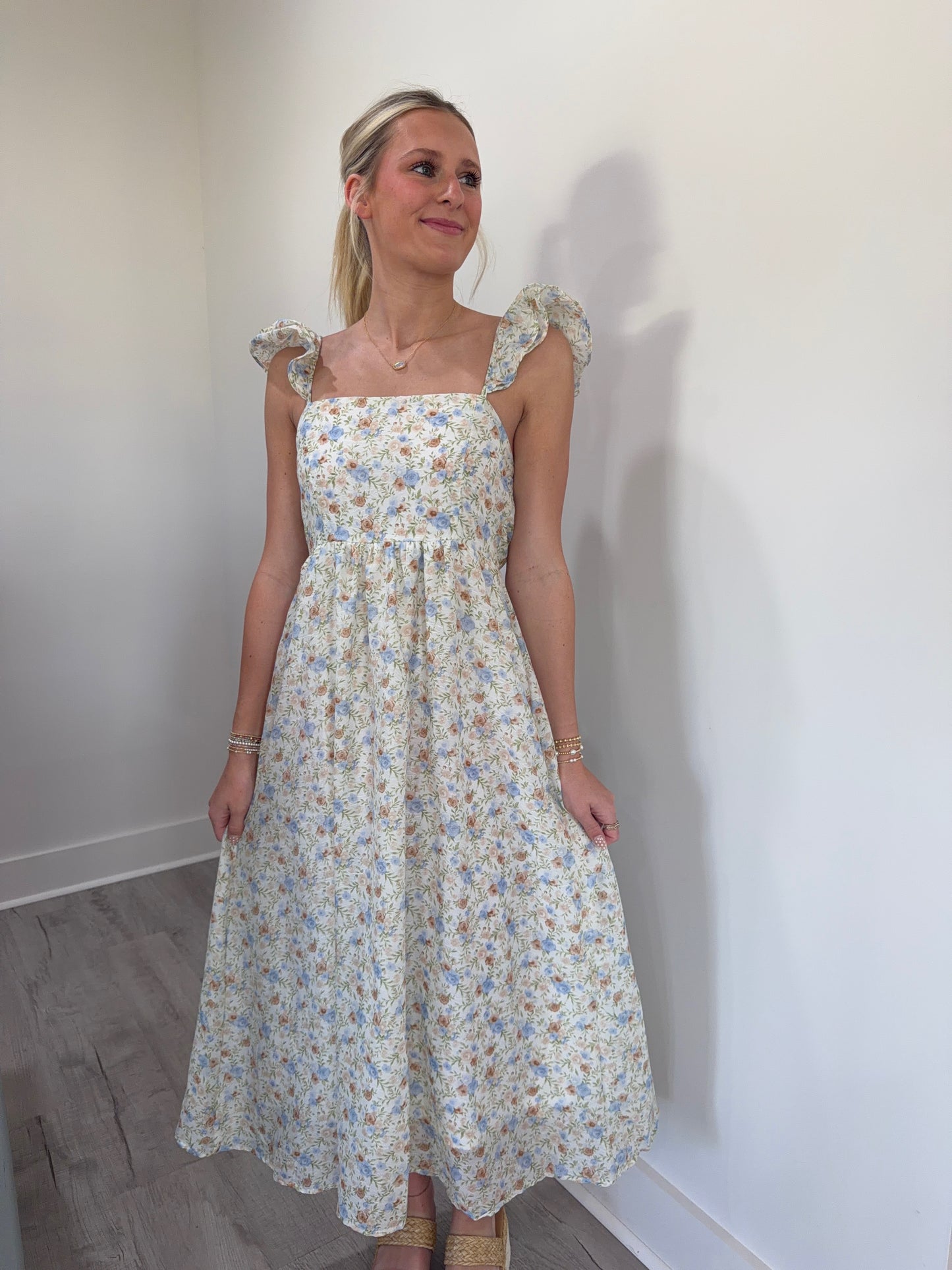 Iona Ivory Floral Midi Dress