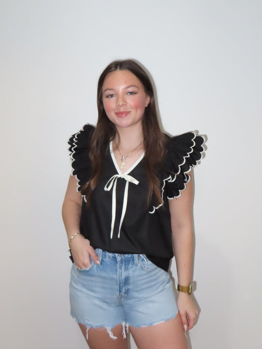 Darleene Black Bow Top