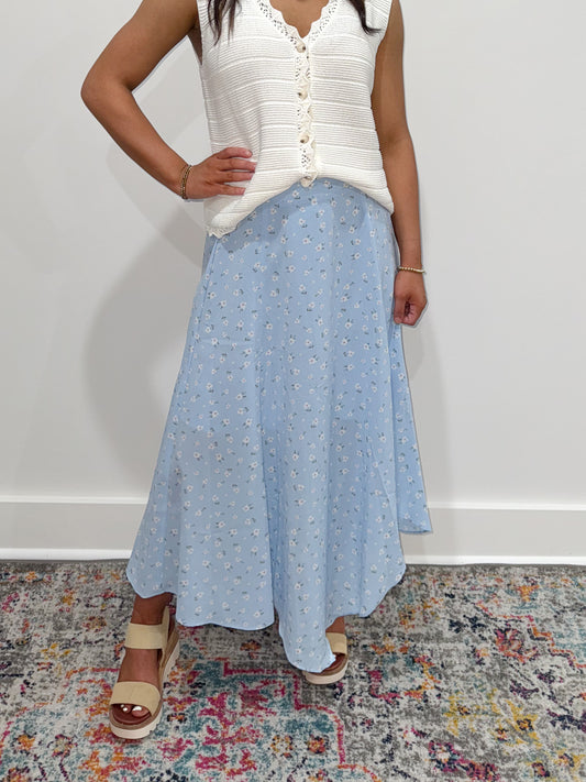 Annalee Blue Floral Midi Skirt