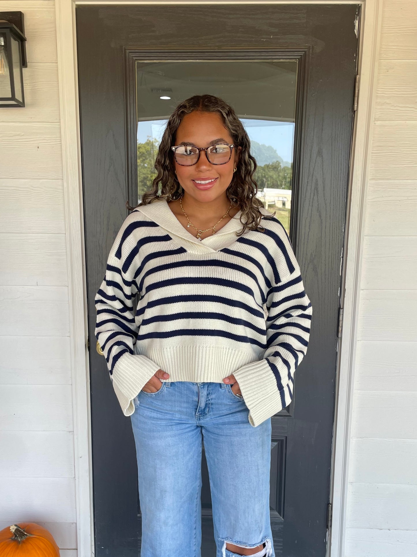 Coraline Cream/Navy Sweater