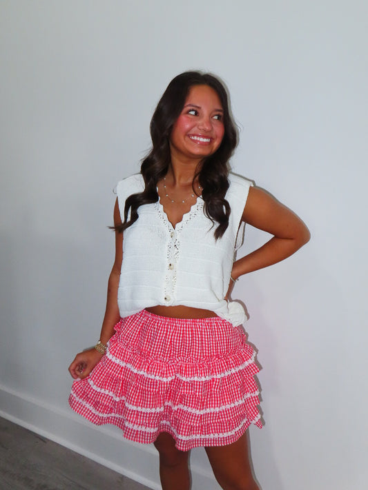 Grace Gingham Ruffle Mini Skirt