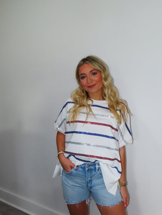 Scarlett Stripe Sequin Top