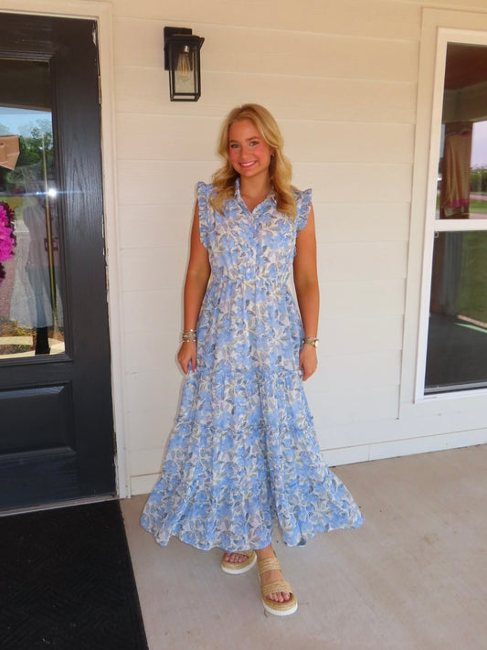 Brielle Blue Floral Dress