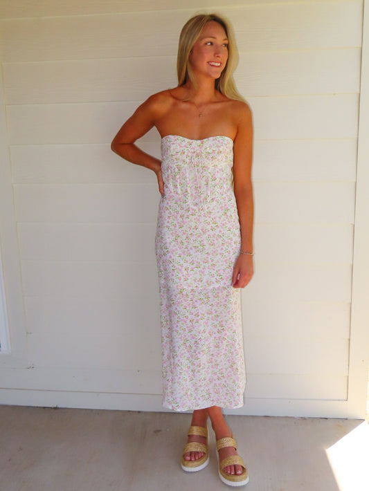 Maya Strapless Floral Dress