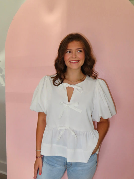 Sadie Off White Bow Top