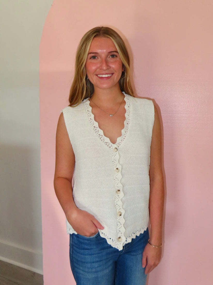 Serena Scalloped Sweater Vest
