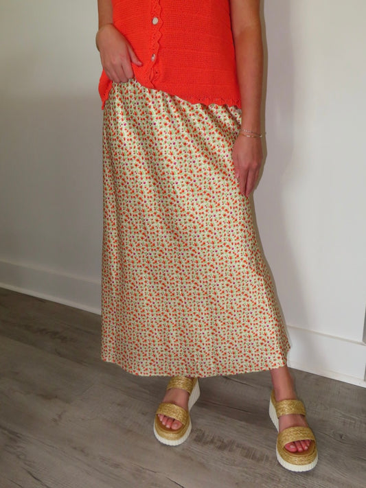 Sunny Sunkist Floral Midi Skirt