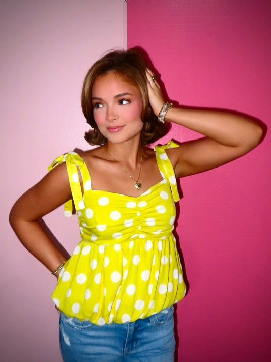 Elizabeth Polka Dot Peplum Top