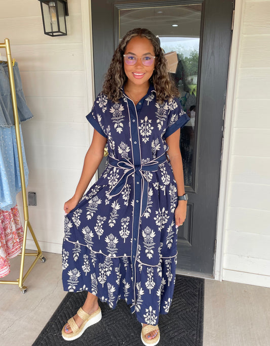 Naomi Navy Midi Dress