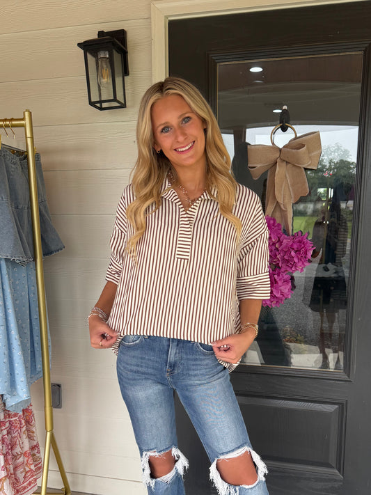 Bonnie Brown Stripe Top